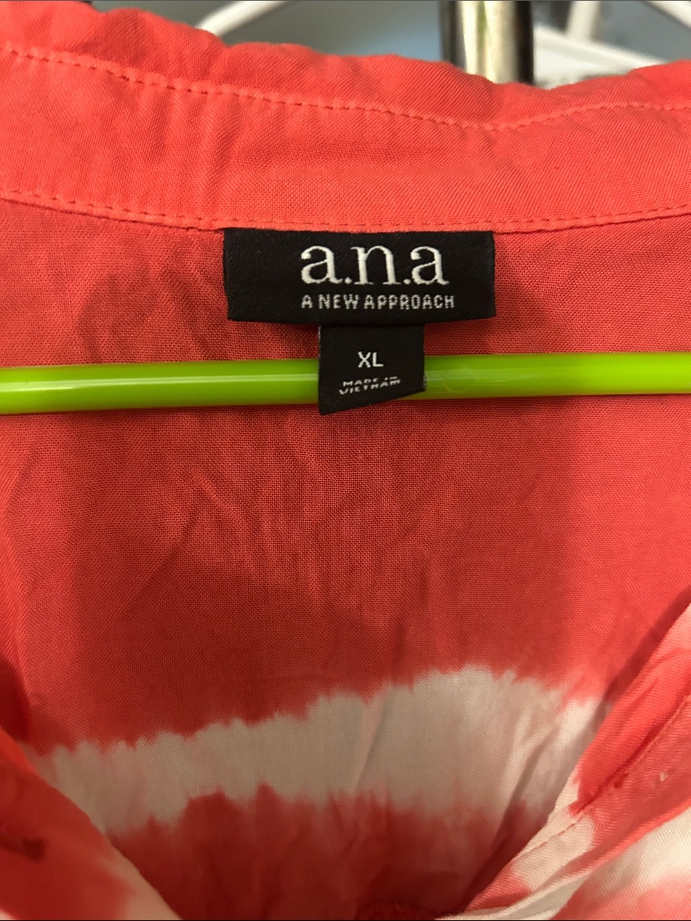 a.n.a Coral and White Tie-Dye Sleeveless Button-Down Shirt - Picture 2 of 4